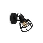 - Wandlamp retro met traliekap, 1-lamps wandlamp vintage, E14 fitting max. 25 watt, verstelbare lampenkap, rustieke wandlamp gemaakt van staal, zwart.