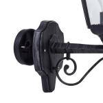 Buitenwandlamp Navedo, 1-lichts buitenlamp, staande wandlamp van gegoten aluminium en glas, zwart, zilver-patina, E27-fitting, IP44