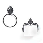 Antiek Bad Accessoires Set gietijzeren toiletrolhouder handdoekring Rustieke badkamer muur gemonteerd