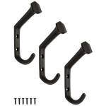 3x zware rustieke massieve ijzeren , garderobe, 11 x 2,1 cm, zwart, set van 3