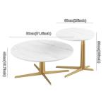 Stijlvolle Moderne Zwarte Marmer Look Nesting Salontafels Set met Goud Metalen Frame voor Woonkamer of Home Decor