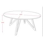 Salontafel BELISONO, grijs kleur met marmerpatroon, ronde vorm, diameter 90 x 40 cm, gesinterde stenen plaat, zwarte metalen poten, woonkamertafel, max. belasting 120 kg