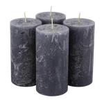 Hoogwaardige & rustieke stompkaarsen – 4 stuks – waskaarsen/rustickers/adventskaarsen Kerstmis (antraciet, groot: hoogte 14cm / Ø 7cm)