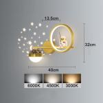 30 W led-wandlamp voor kinderkamer, dimbaar, creatieve wandlamp voor jongens en meisjes, kamerlamp, modern nachtlampje, sterrenhemm, astronaut, nachtlampje, 30 W, binnenwandverlich