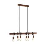 pendellamp TOWNSHEND 4, 6 lichtbronnen vintage pendelarmatuur in industrieel ontwerp, retro hanglamp van staal, kleur: antiekbruin, fitting: E27