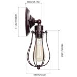 Industriële wandkandelaar, vintage verlichting, verstelbare wandlamp, rustieke draad, metaal, kooi, wandlamp, Edison-stijl, antieke lamp, verandaallamp (zonder gloeilamp) (roest)