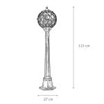 Pad verlichting metaal kunstglas in koper antiek IP43 weg tuin 115 cm hoog E27 nostalgie rustieke buitenstaande lamp ingang KAIRO