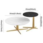 Couchtische in Marmoroptik, rund, mit goldfarbenem Metallrahmen, modernes Wohnzimmerdekor-Set