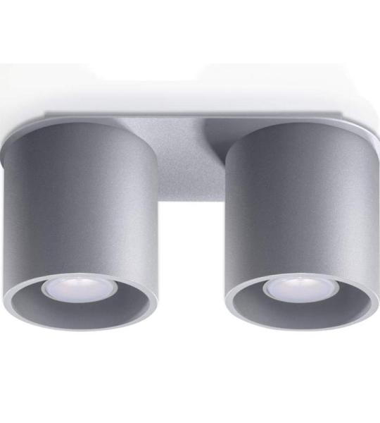 Orbis Downlight Plafondlamp, modern design met cilindrische lampenkappen, van aluminium, met 2 verwisselbare GU10-lampen, grijs, 26 x 10 x 12 cm