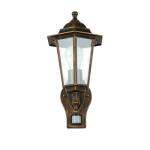 Wandlamp met bewegingsmelder, aluminium glas in koper antiek IP44 tuin D: 23 cm E27 sensor rustieke wandlamp outdoor PARIS