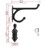 Rustieke ijzeren , garderobe, wand, 21 x 13 cm, zwart