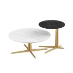 Moderne Zwarte Marmer Look Nesting Salontafels Set met Goud Metalen Frame Stijlvolle Woonkamer Sofa Bijzettafels voor Home Decor