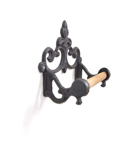 Antiek Bad Accessoires Set gietijzeren toiletrolhouder handdoekring Rustieke badkamer muur gemonteerd