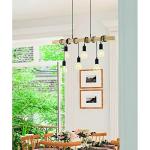 hanglamp Townshend, 6 lampen, vintage hanglamp in industrieel design, retro hanglamp van staal en hout, kleur: zwart of bruin.