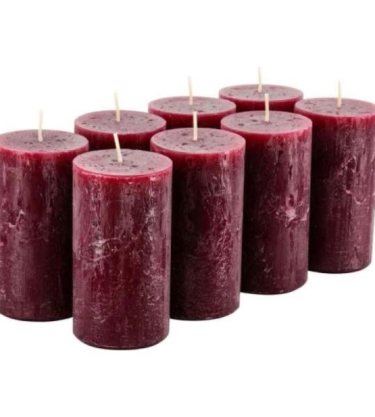 Hoogwaardige & rustieke stompkaarsen – 8 stuks – waskaarsen/rustickers/adventskaarsen Kerstmis (oudrode, standaard: hoogte 11 cm/Ø 6 cm)