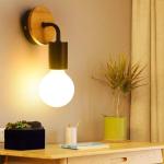 Loft Vintage Retro Industrie E27 Edison LED wandlamp licht hout & metalen lampenkap wandlampen lamp koffie wandlamp woonkamer slaapkamer nachtkastje restaurant gang (zwart)