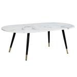 Salontafel, 120 x 60 x 41,5 cm, met marmerlook, wit, modern, design woonkamertafel met metalen frame, grote bijzettafel, woonkamer