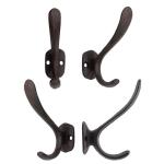 4 x rustieke ijzeren haken, wandhaken, gietijzeren design, set van 4, zwart