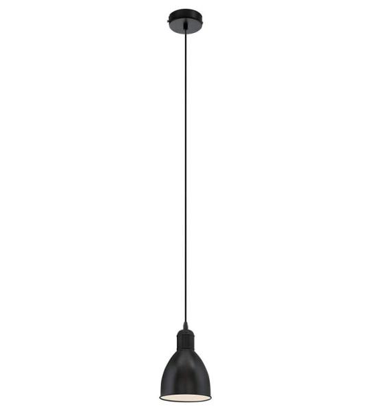 Hanglamp Priddy, 1-pits vintage hanglamp in industrieel design, retro hanglamp gemaakt van staal, kleur: zwart, wit, fitting: E27