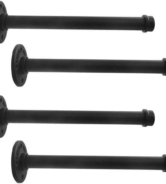 LINKPIPES Plankhouder, 4-delige set zwevende plankhouders, rustieke wandmontage, industriële buizenrek, heavy duty ondersteuning, hardware voor hout, 30,5 cm, zwart