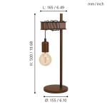 Tafellamp Townshend 4, 1-lichts nachtlampje in vintage en industrieel design, nachtlamp van metaal in antiek bruin, tafel lamp voor woonkamer, met schakelaar, E27