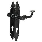 - 2er Set Türgriffe für Durchgangstüren, Mod. 100PB85, 280 x 45 x 3,5 mm, Vierkant, 8 mm, zur Verwendung mit Einsteckschlössern, geschmiedet, aus Zamak, schwarz