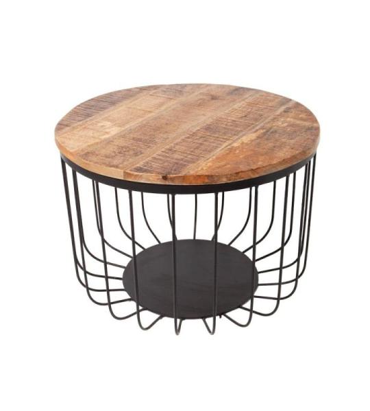 Massieve industriële salontafel Factory Loft 56 cm natuurlijk mango massief hout woonkamertafel tafel tafel