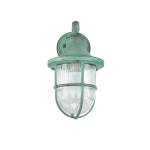 Outdoor wandlamp messing glas in groen antiek geribbeld IP64 terras voordeur T :22 cm E27 riffel maritieme wandlamp buiten SANTORIN