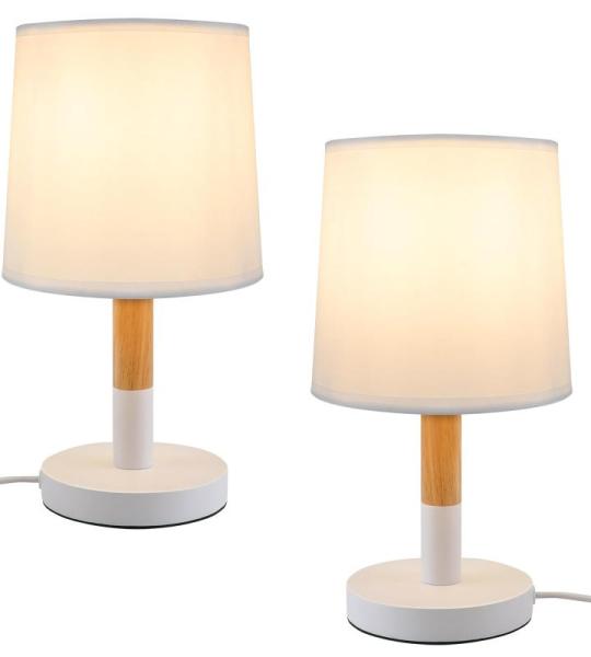 Bedlampje set van 2 tafellamp woonkamer - houten tafellamp E27 fitting bedlamp slaapkamer wit landhuisstijl bedlampje nachtkastje modern voor eetkamer landhuis restaurant