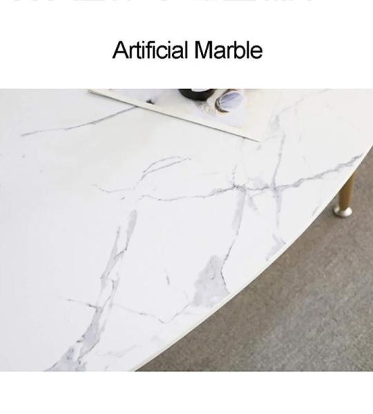 Ovale moderne salontafels voor woonkamer/glamour stijl voor woonkamer, wit/zwart kunstmarmer, salontafels voor woonkamer met verstelbaar voetkussen voor kantoordecoratie (zwart