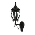Brest Buitenlamp voor aan de muur, glas, aluminium, zwart, IP23, voordeur, ingang hoogte: 54 cm, E27, rustiek, landhuisstijl, lantaarn, buitenmuurlamp