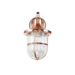 Santorin buitenlamp muur messing glas in koper IP64 huisingang tuin H: 27 cm E27 lantaarn ribbelglas maritieme wandlamp buiten