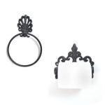 Antiek Bad Accessoires Set gietijzeren toiletrolhouder handdoekring Rustieke badkamer muur gemonteerd