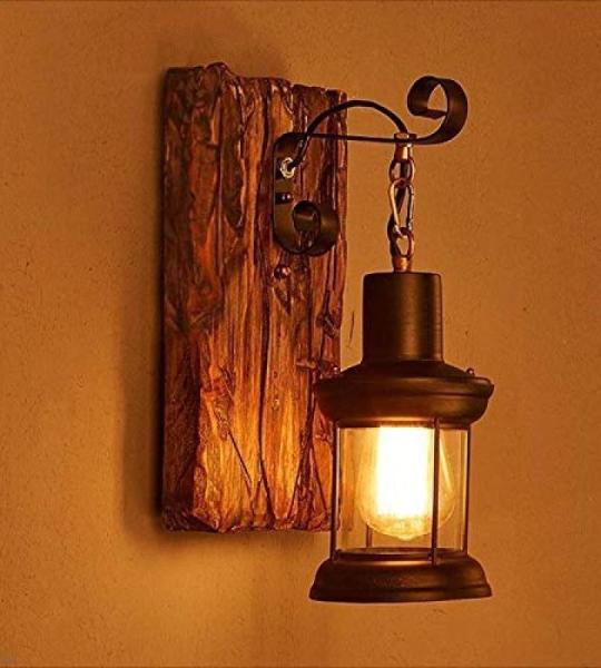 Wandlamp E27, hout, retroverlichting voor binnen, rustieke wandlamp voor woonkamer, slaapkamer, creatieve verlichting voor trappenhuis, gang, café, bar, restaurant, hotel, glazen 