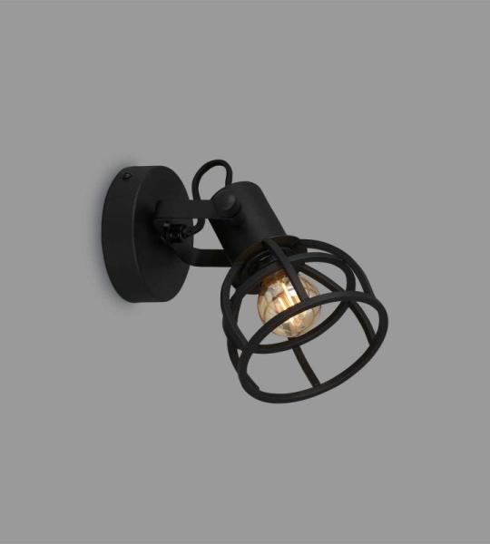 - Wandlamp retro met traliekap, 1-lamps wandlamp vintage, E14 fitting max. 25 watt, verstelbare lampenkap, rustieke wandlamp gemaakt van staal, zwart.