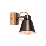 Lampen – wandlamp retro met hout, 1-vlam wandlamp vintage, E27 fitting max. 40 watt, verstelbare lampenkap, rustieke wandspot, grijs-hout