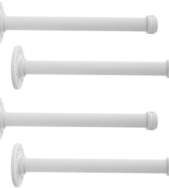 LINKPIPES Regal Halterung, 4-Pack schwimmende Regal Halterung Rustikale Wand montiert, industrielle Rohr Regal Regal Heavy Duty Support Hardware für Holz (10",Weiß)