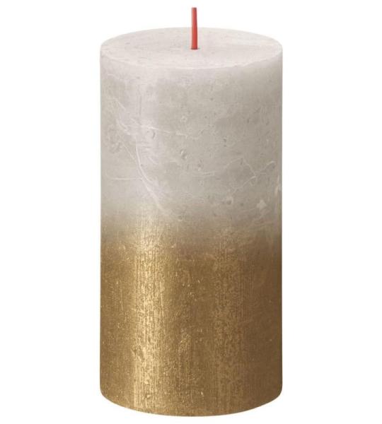 Rustikale Kerze 130/68 grau/gold