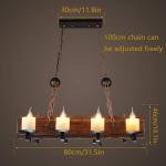 Loft Houten Kroonluchter Vintage Industriële Drop Lights Retro Stijl Hanglamp Iron Art Verstelbare hoogte E14 Retro 8 Lamp Internet Cafe Bar Restaurant Verlichting
