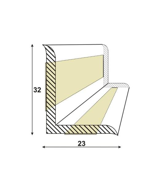 DQ-PP Zachte plint, 15 m, licht eiken, 32 x 23 mm, pvc, zelfklevend, knikhoek plint, hoekprofiel, aansluitprofiel, vloerlijst, rubberen plint