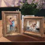 Rustieke fotolijst, 10 x 15 cm, set van 2, wand- en tafelfotolijst, bruin