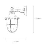 Wandlamp messing glas in zwart antiek IP64 tuin balkon H: 27 cm E27 nostalgisch rustieke maritieme wandlantaarn buiten Santorin