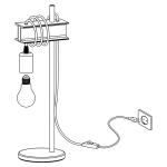 Tafellamp Townshend 4, 1-lichts nachtlampje in vintage en industrieel design, nachtlamp van metaal in antiek bruin, tafel lamp voor woonkamer, met schakelaar, E27
