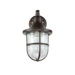 Wandlamp buiten messing glas in roestbruin antiek IP64 binnenplaats balkon B: 14 cm E27 maritiem geribbelde lantaarn buitenlamp tuin SANTORIN