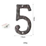 Hausnummern, 14 cm, robust, rustikal, Gusseisen, Metall, Hausadresse, gehämmertes Aussehen (5)
