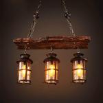 Vintage Hanglamp E27 Retro Houten Industriële Hanglamp Zwarte IJzeren Glazen Lampenkap In Hoogte Verstelbare Kroonluchter Indoor Loft voor Eetkamer Woonkamer Bar Café