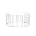 Design salontafel Wire (2/set), zilver, 63/53 cm diameter, bijzettafel, nachtkastje, stalen frame, tafelblad van veiligheidsglas, woonkamer, rond, 34 x 70 x 70 cm (H/B/D)