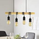 Townshend 95499 Houten hanglamp met 6 hangende vlammende lichtbollen; fittingen: E27