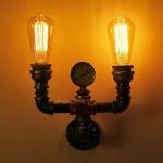 Waterpijp wandkandelaar waterleiding vintage retro wandlamp nostalgische wandlamp industriële wind creatieve E27 x 2 rustieke wandverlichting restaurant bar café wandlamp gang ke