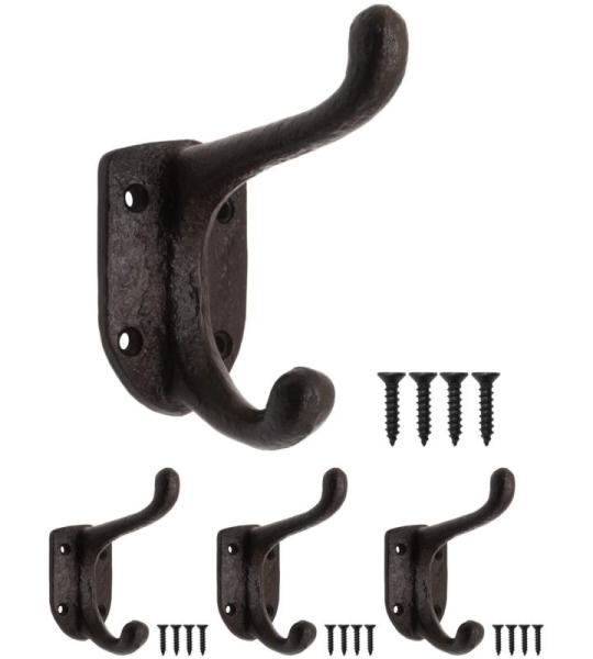 3x rustieke zware ijzeren , garderobe, zwart, 11 x 8 cm, set van 3